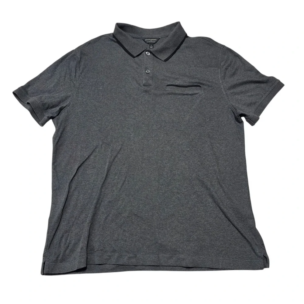 Banana Republic Luxe Touch Performance Polo Shirt Mens Large Gray Short Sleeve